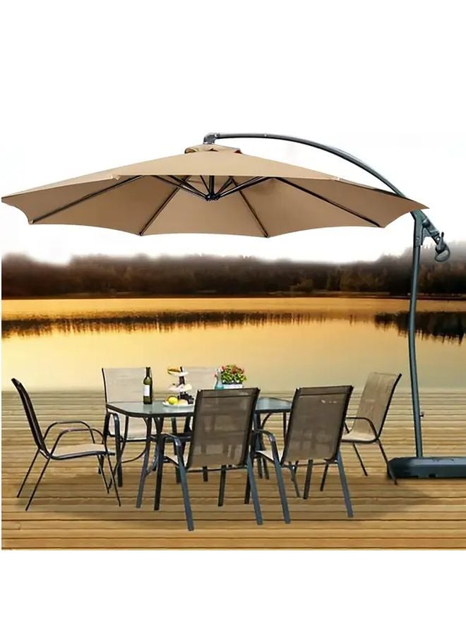 3M 6 Ribs Beige Replacement Canopy For Patio Market Umbrella Sun Protection Cover - Image 4